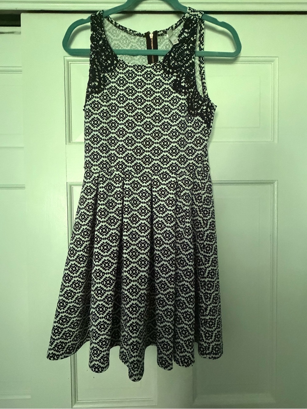 Xhilaration Black and White Patterned Midi Dress